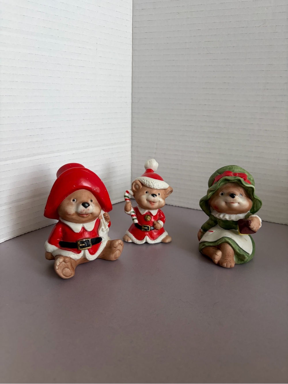 Vintage Homco Christmas Bear Figurines Set